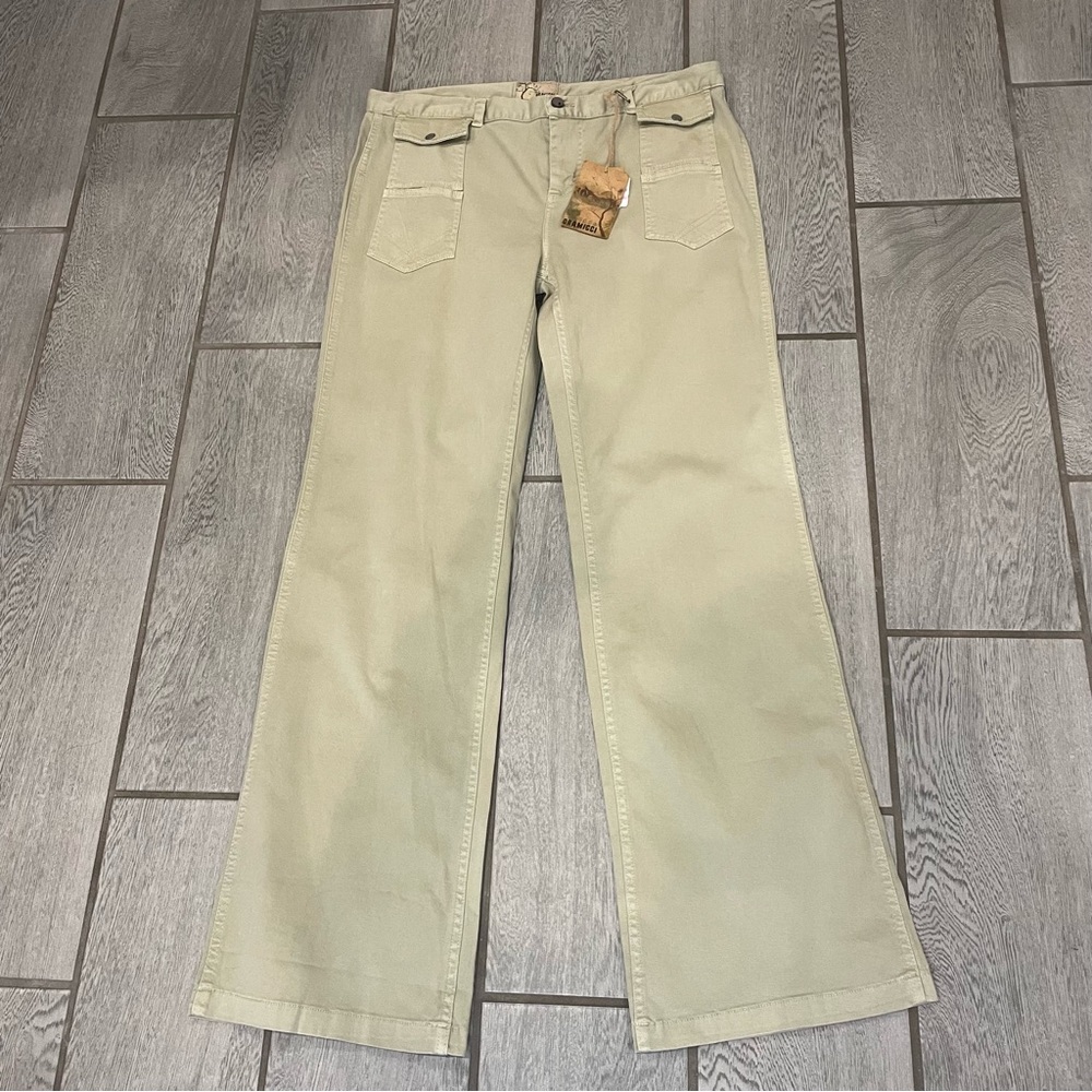 Gramicci Womens Pants Bootcut Size 10 Khaki Chino Pockets 34X32 NWT